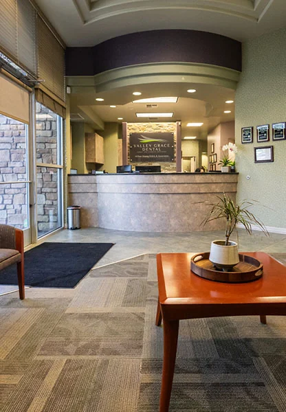 Interior photo receptionist desk @ Valley Grace Dental